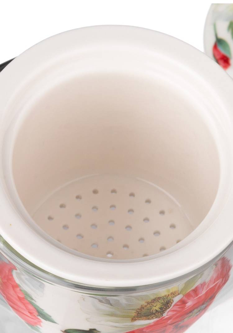 Чайник стеклянный с фарфоровым ситом Маки шир.  750, рис. 4