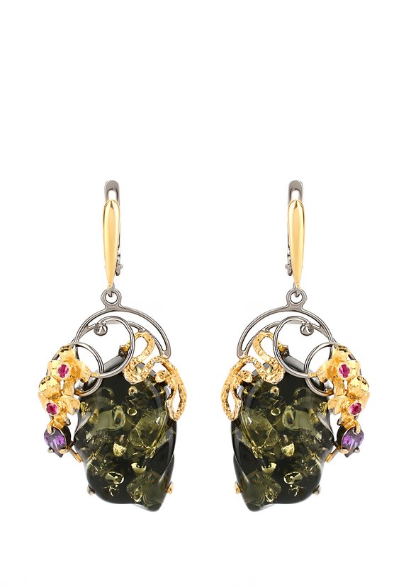 Серьги серебряные Флориана шир.  580, рис. 1