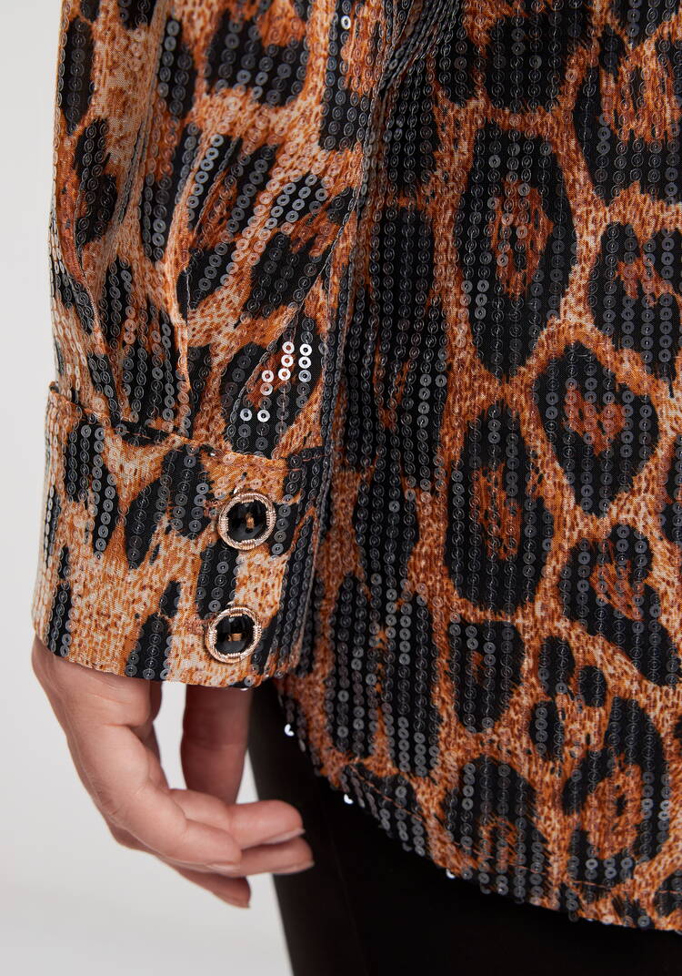 Блуза с анималистическим принтом в паетках шир.  750, рис. 12