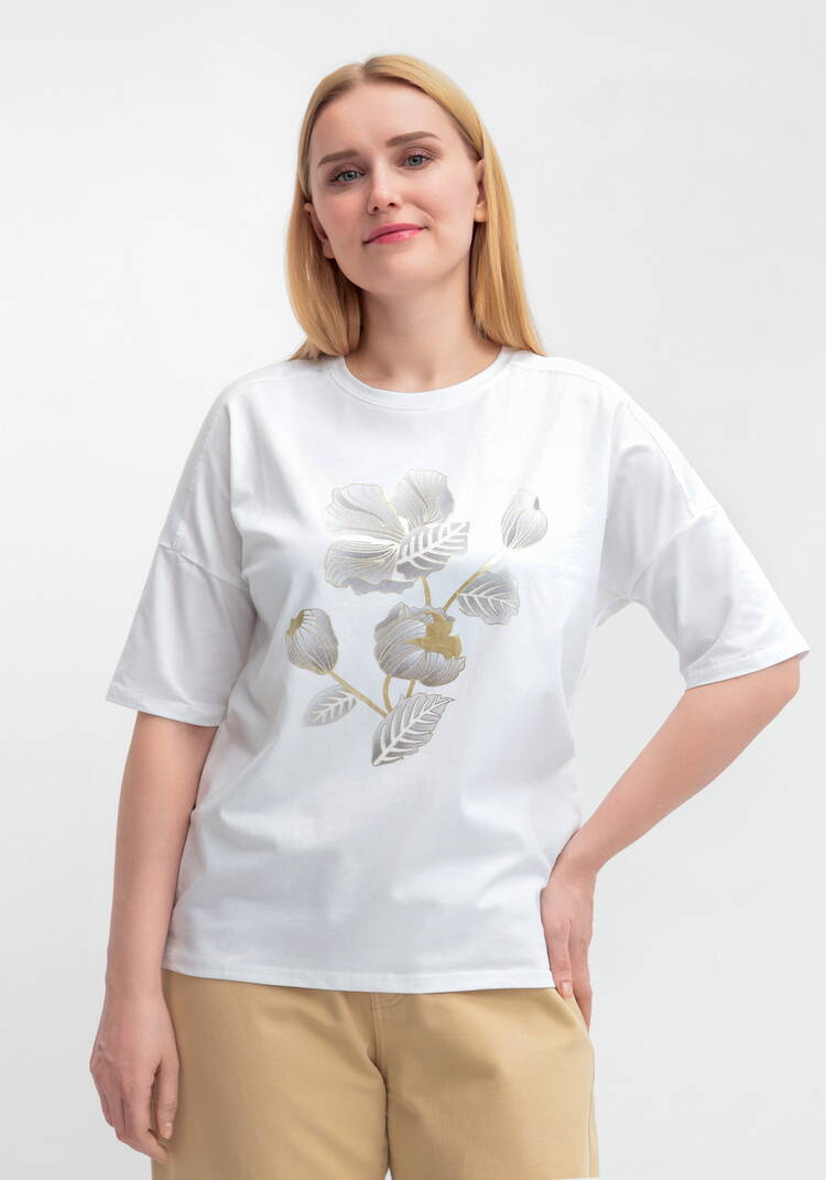 Футболка с принтом Золотой цветок шир.  750, рис. 16