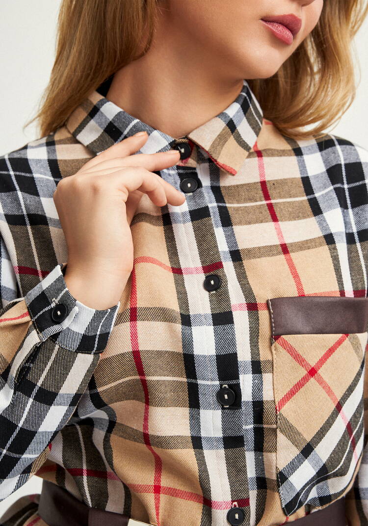 Рубашка в клетку с поясом шир.  750, рис. 14