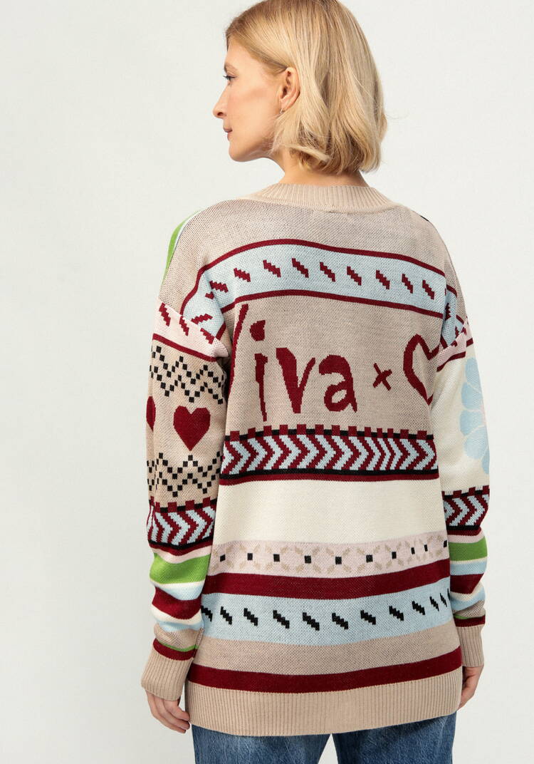 Кардиган удлиненный с ярким рисунком шир.  750, рис. 3