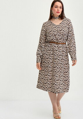 Платье миди с анималистичным принтом
