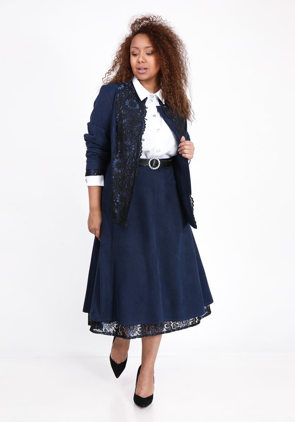 Пиджак на пуговицах с кружевной отделкой шир.  580, рис. 1