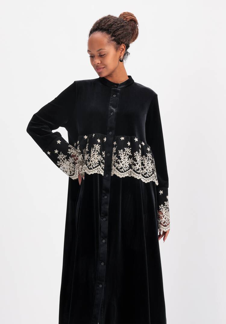 Платье бархатное с кружевом по кокетке шир.  750, рис. 10