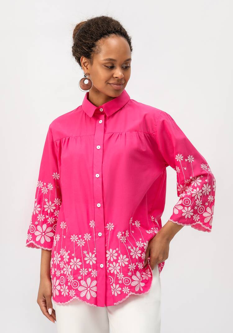 Блуза с цветочной вышивкой на пуговицах шир.  750, рис. 17