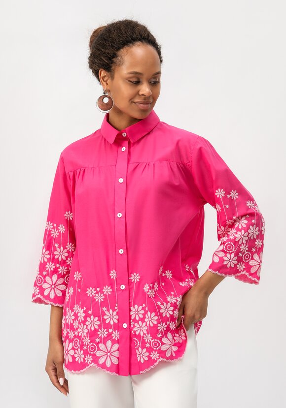 Блуза с цветочной вышивкой на пуговицах шир.  580, рис. 17