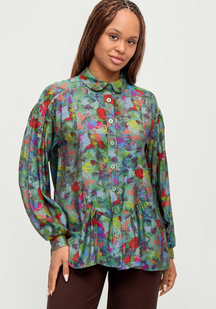 Блуза из ткани с акварельным принтом шир.  750, рис. 25