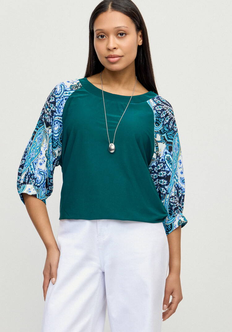 Блуза с цветными рукавами шир.  750, рис. 9