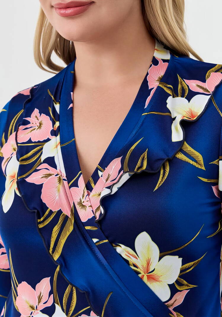 Халат на запах с цветами шир.  750, рис. 7