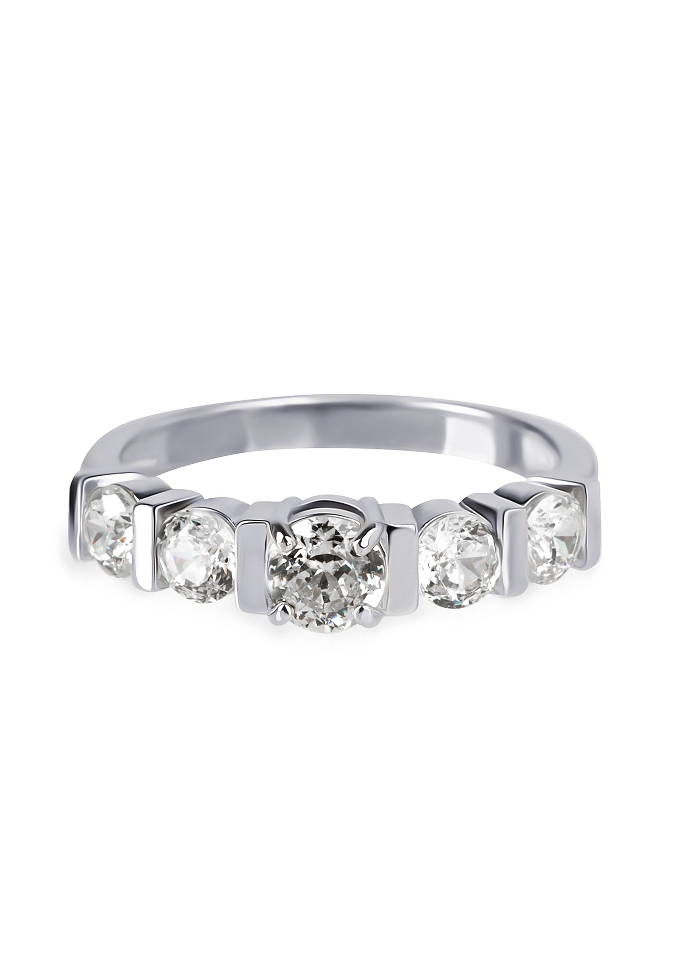 Серебряное кольцо "Эмина" Бриллианит. Серебряная линия, цвет белый, размер 19 сайдстоун - фото 2