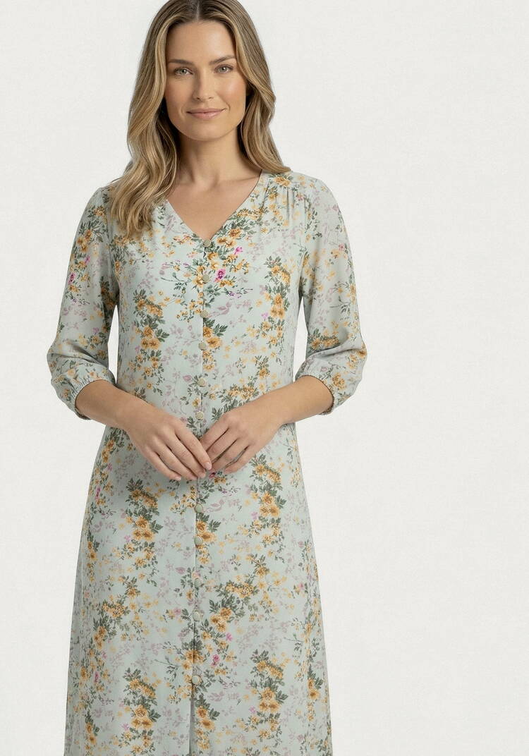 Платье с цветочным принтом на пуговицах шир.  750, рис. 6