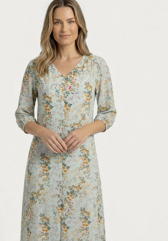 Платье с цветочным принтом на пуговицах шир.  580, рис. 6