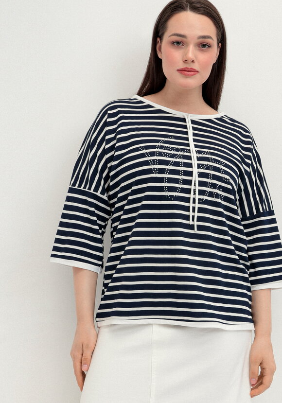 Блуза с декором из страз и рукавом 3/4 шир.  580, рис. 4