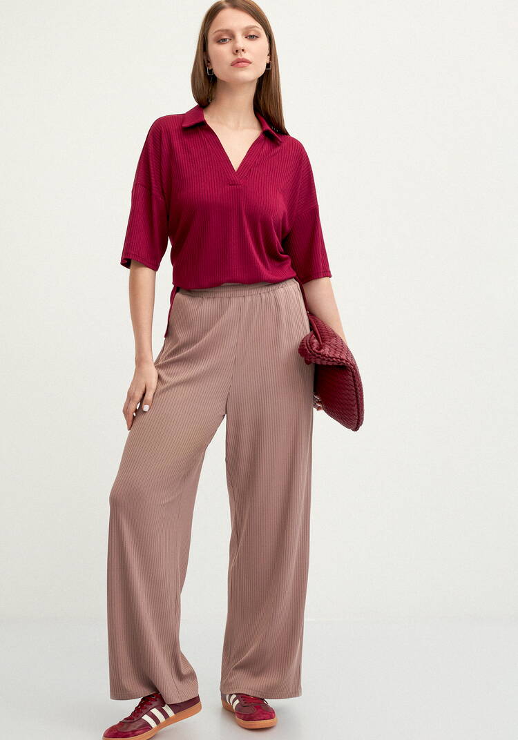 Брюки свободного кроя в рубчик шир.  750, рис. 38