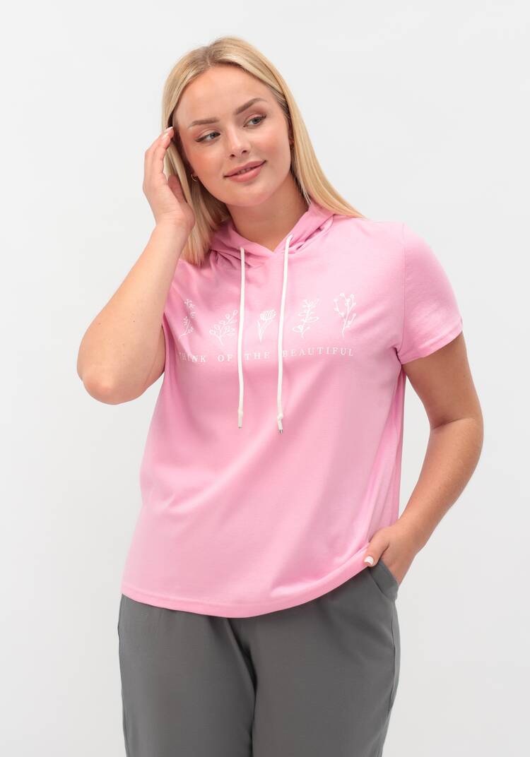 Футболка с капюшоном и лаконичным принтом шир.  750, рис. 34