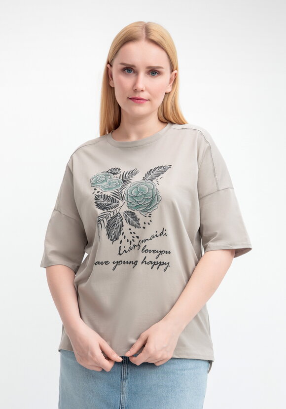 Футболка с принтом Зеленый цветок шир.  580, рис. 21