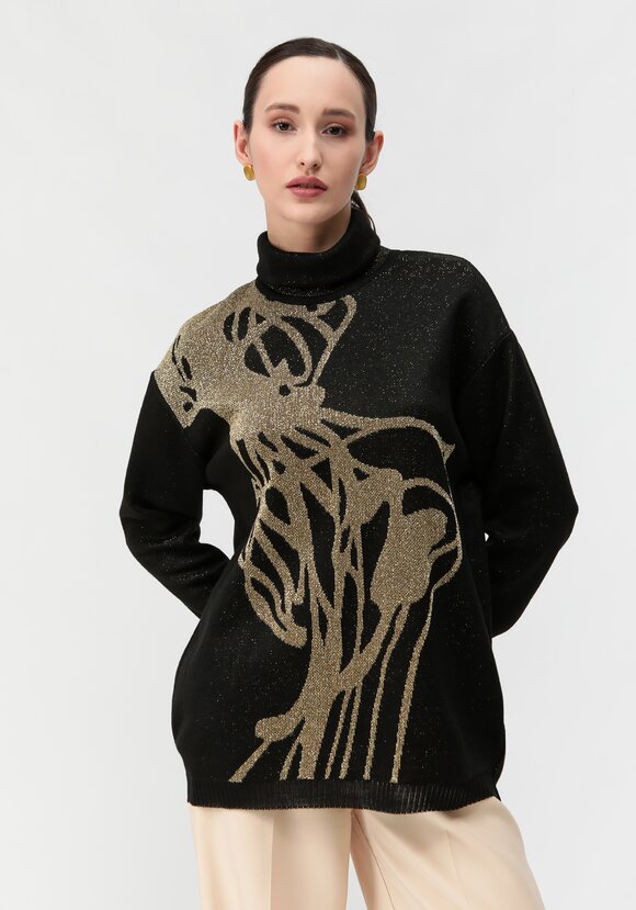 Туника женская с абстракцией и высоким горлом шир.  580, рис. 29