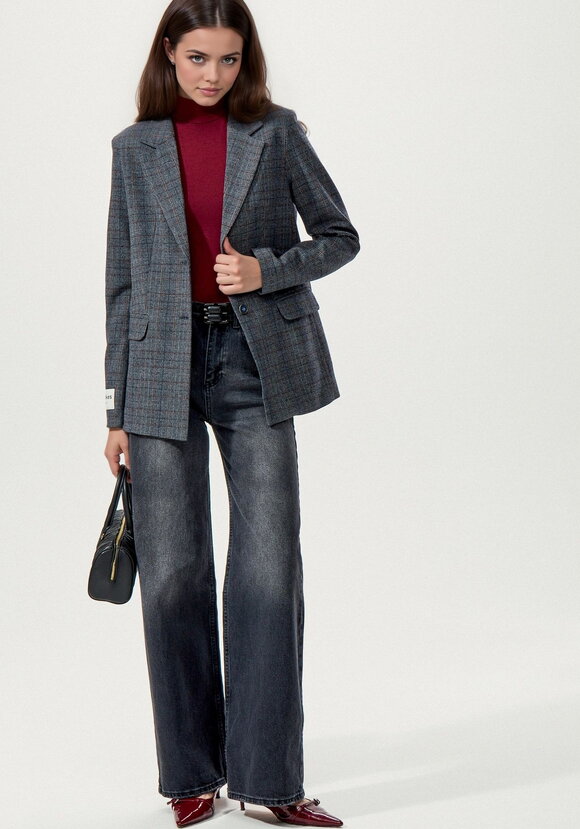 Джинсы прямого кроя с высокой посадкой шир.  580, рис. 21