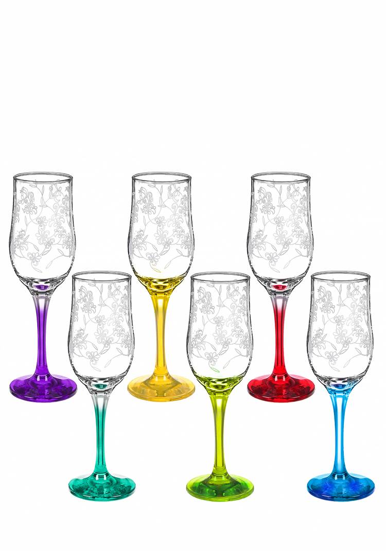 Набор из 6-ти цветных бокалов с гравировкой шир.  750, рис. 1