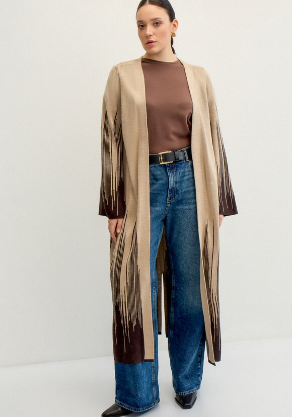 Кардиган удлиненный с принтом-абстракцией шир.  580, рис. 7