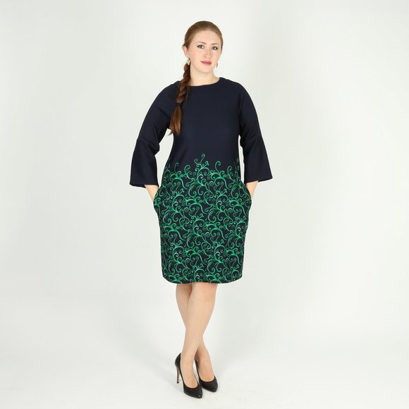 Платье с рукавом 3/4 и узором шир.  580, рис. 1