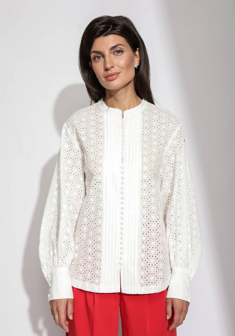 Блузка из шитья с объемными рукавами шир.  750, рис. 4