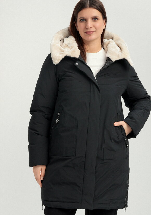 Куртка с меховым капюшоном на молнии шир.  580, рис. 2