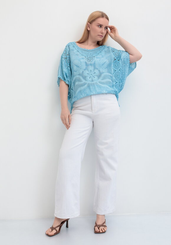 Блуза свободная с кружевным шитьем шир.  580, рис. 14