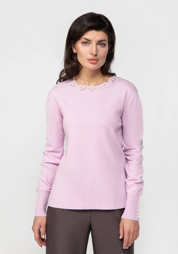 Джемпер с декором из жемчуга по горловине шир.  750, рис. 15