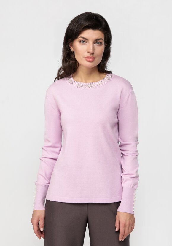 Джемпер с декором из жемчуга по горловине шир.  580, рис. 15