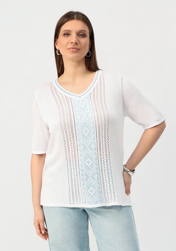 Пуловер с узором на передней полочке шир.  580, рис. 18