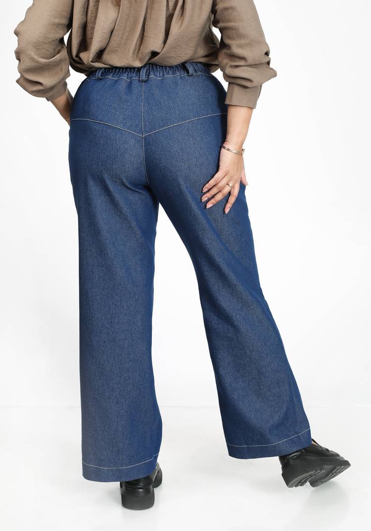 Брюки расклешенные из джинсовой ткани шир.  750, рис. 6