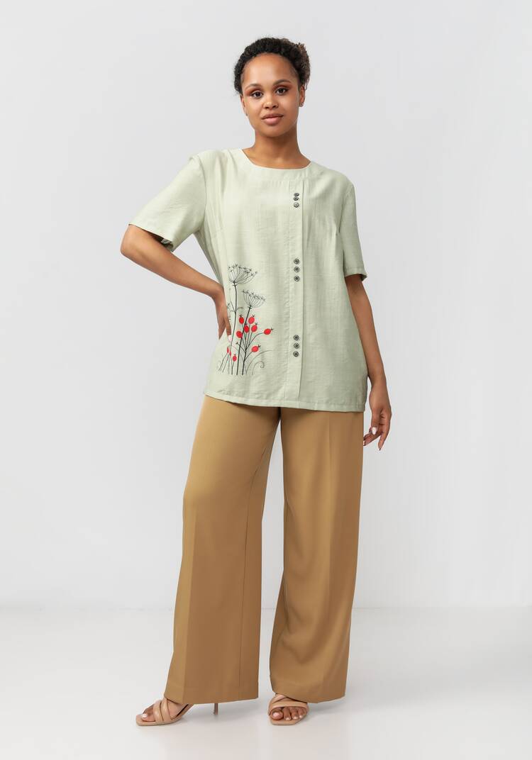 Блуза прямого кроя с цветочным принтом Лия шир.  750, рис. 2