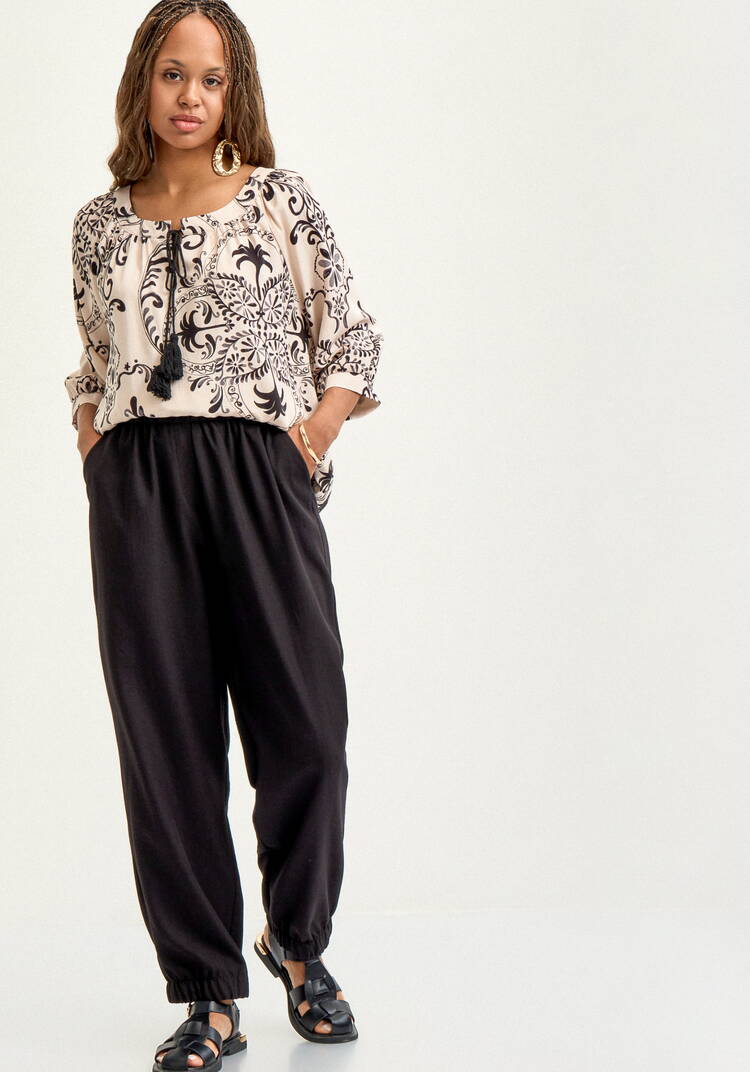 Брюки льняные на резинке по поясу и низу шир.  750, рис. 7