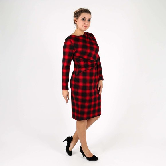 Платье-миди с принтом клетка шир.  580, рис. 10