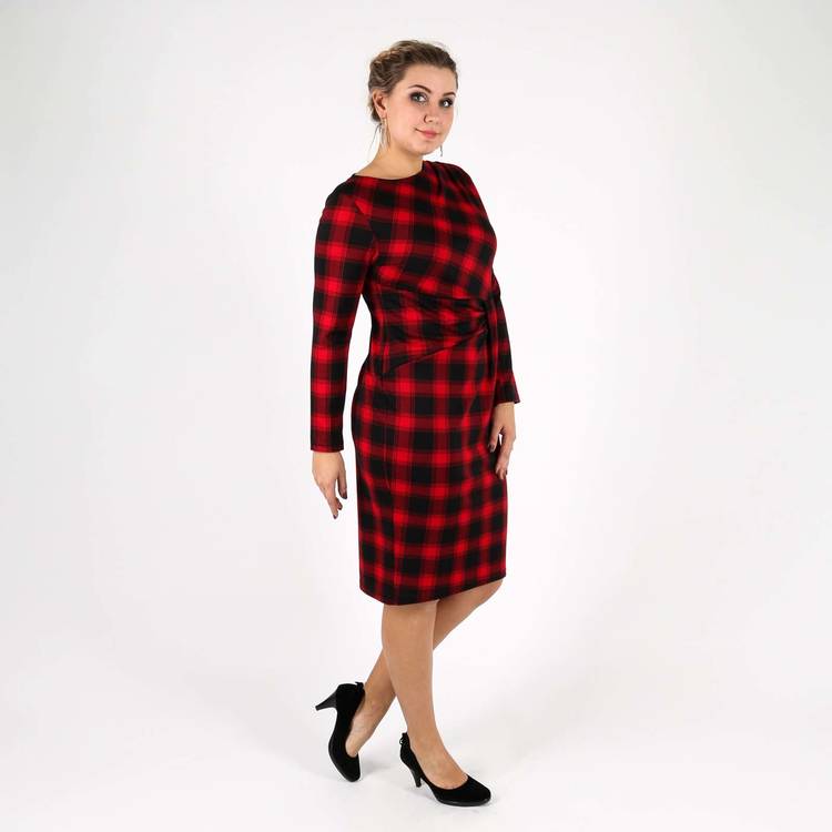 Платье-миди с принтом клетка шир.  750, рис. 10