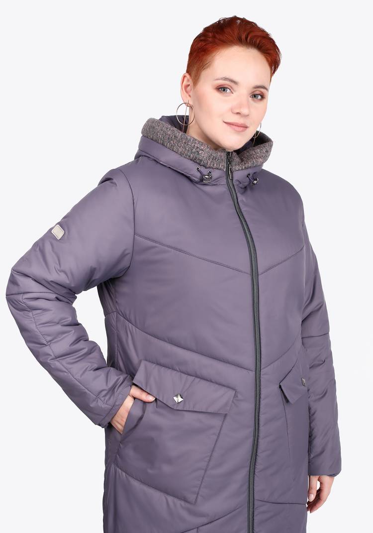 Пальто на синтепоне однотонное с капюшоном шир.  750, рис. 8