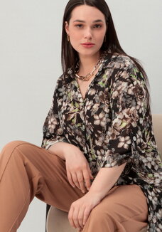 Рубашка удлинённая с цветочным принтом