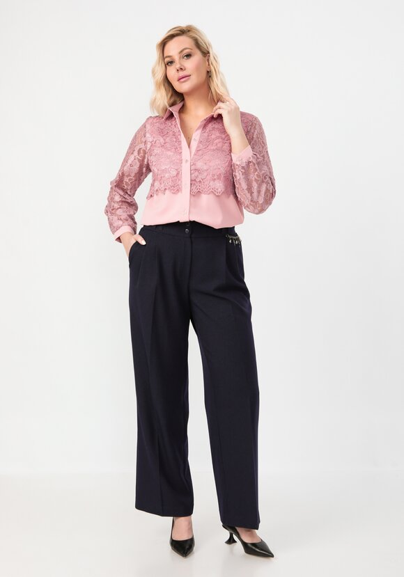 Блуза с ажурным кружевом на груди шир.  580, рис. 29