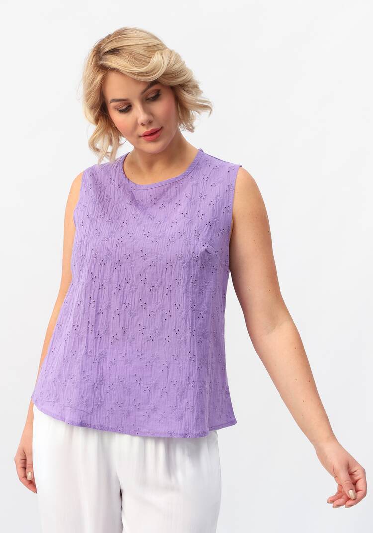 Майка ажурная из шитья с круглым вырезом шир.  750, рис. 22