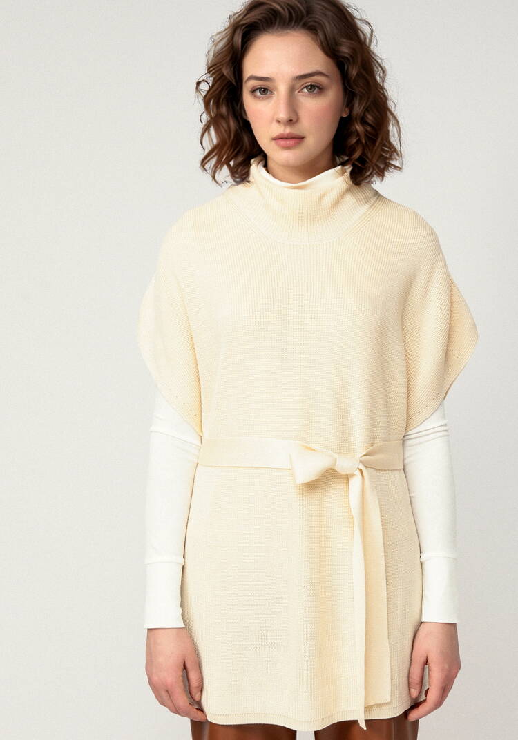 Джемпер-жилет с высоким горлом и поясом шир.  750, рис. 12