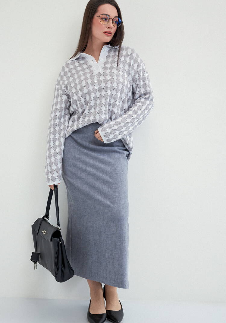 Джемпер структурной вязки с ажуром шир.  750, рис. 16