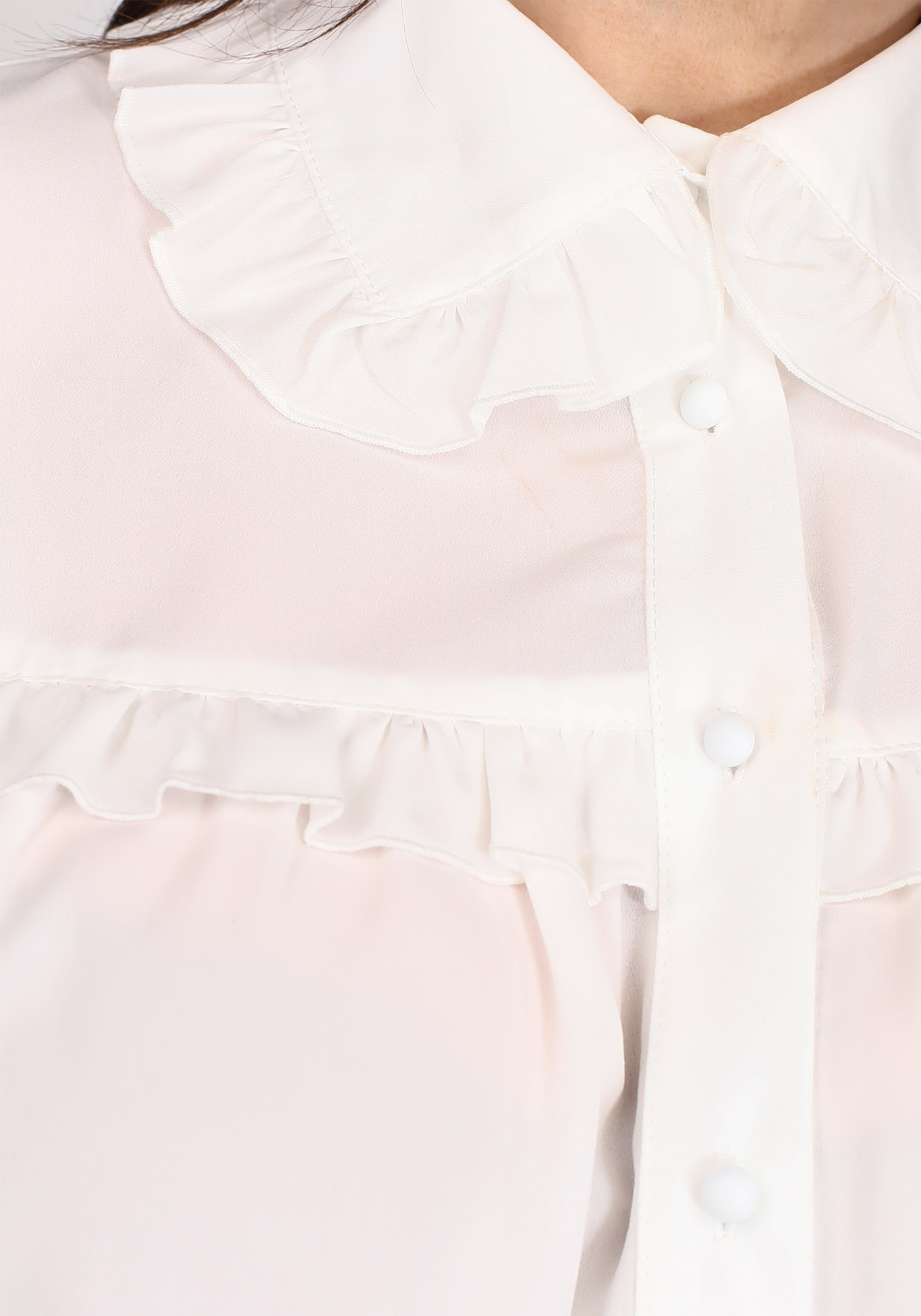 Блуза с объемными рукавами и рюшами Victoria, размер 50, цвет молочный - фото 4