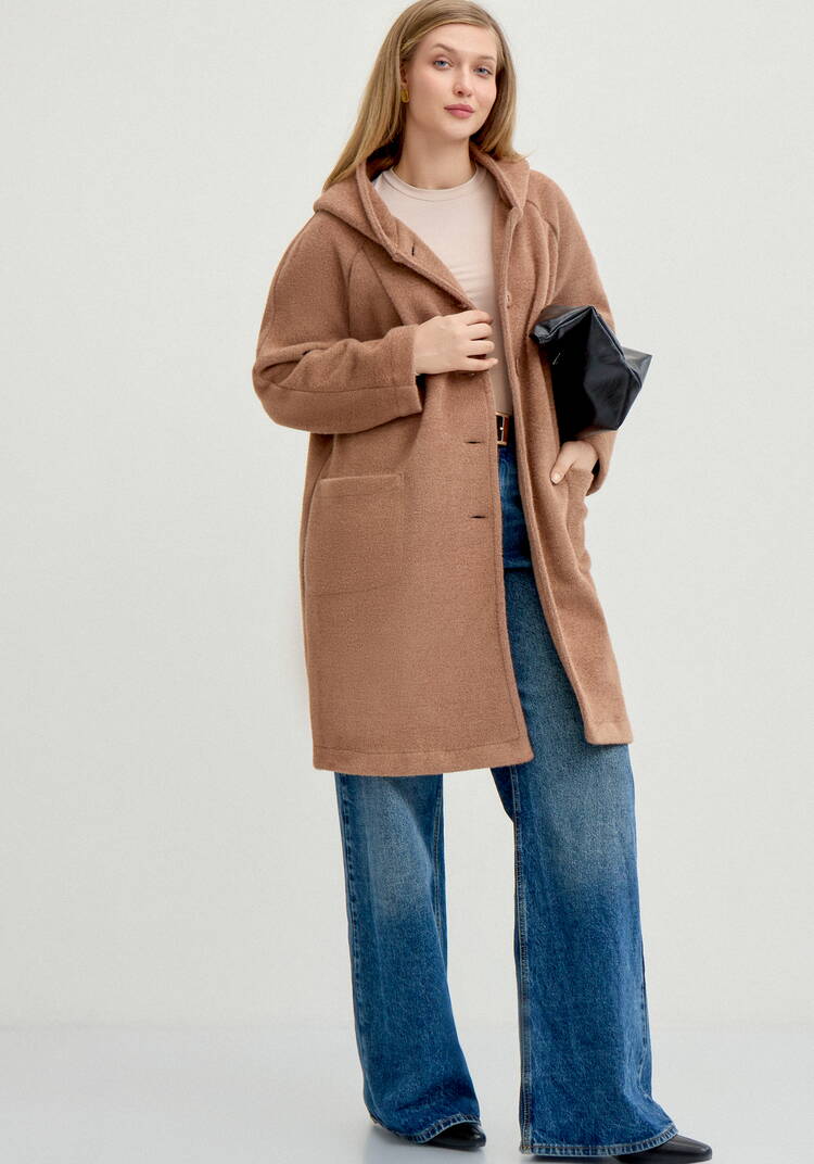 Жакет пушистый с капюшоном на пуговицах шир.  750, рис. 21