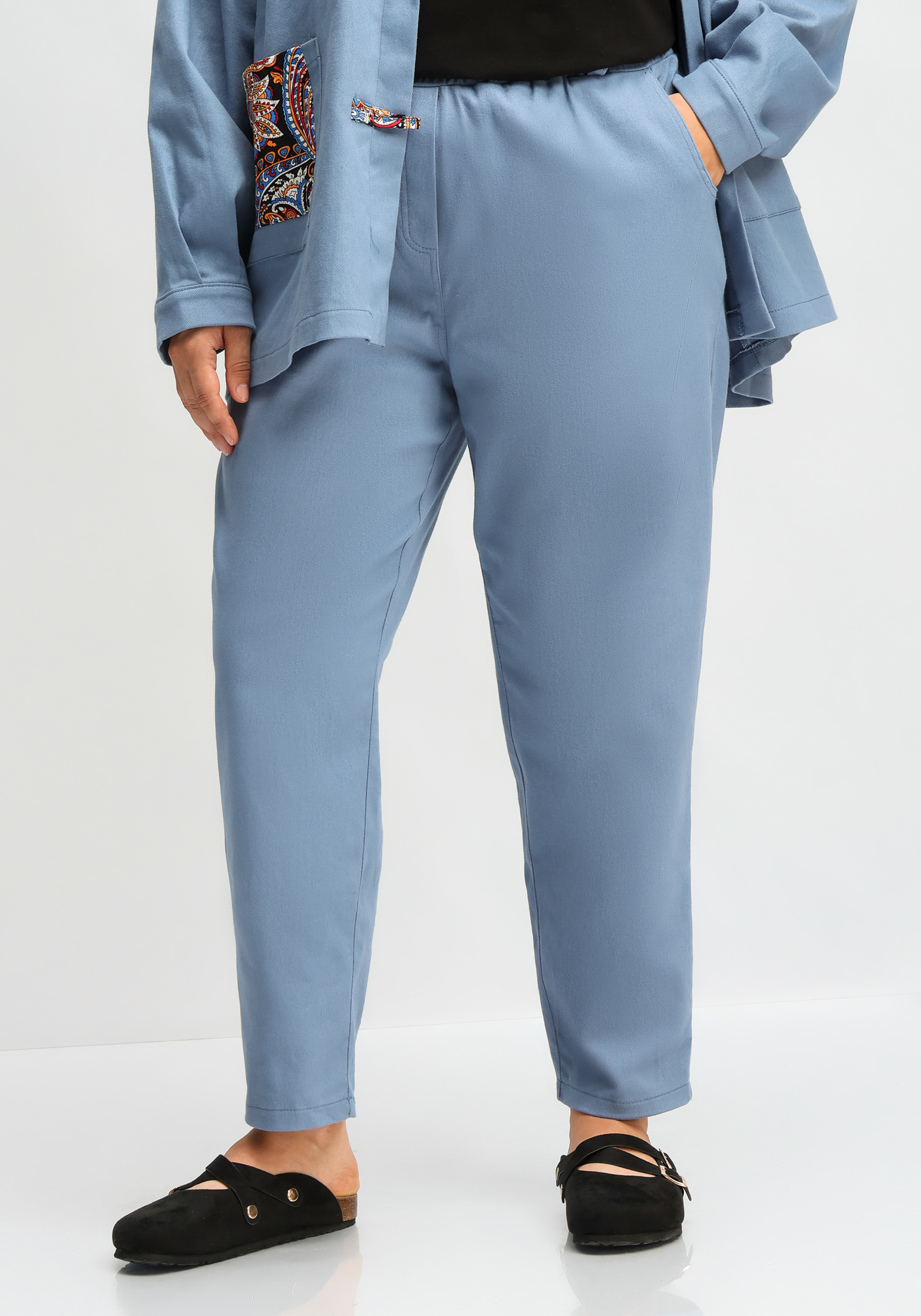 

Брюки с контрастной отделкой, Голубой