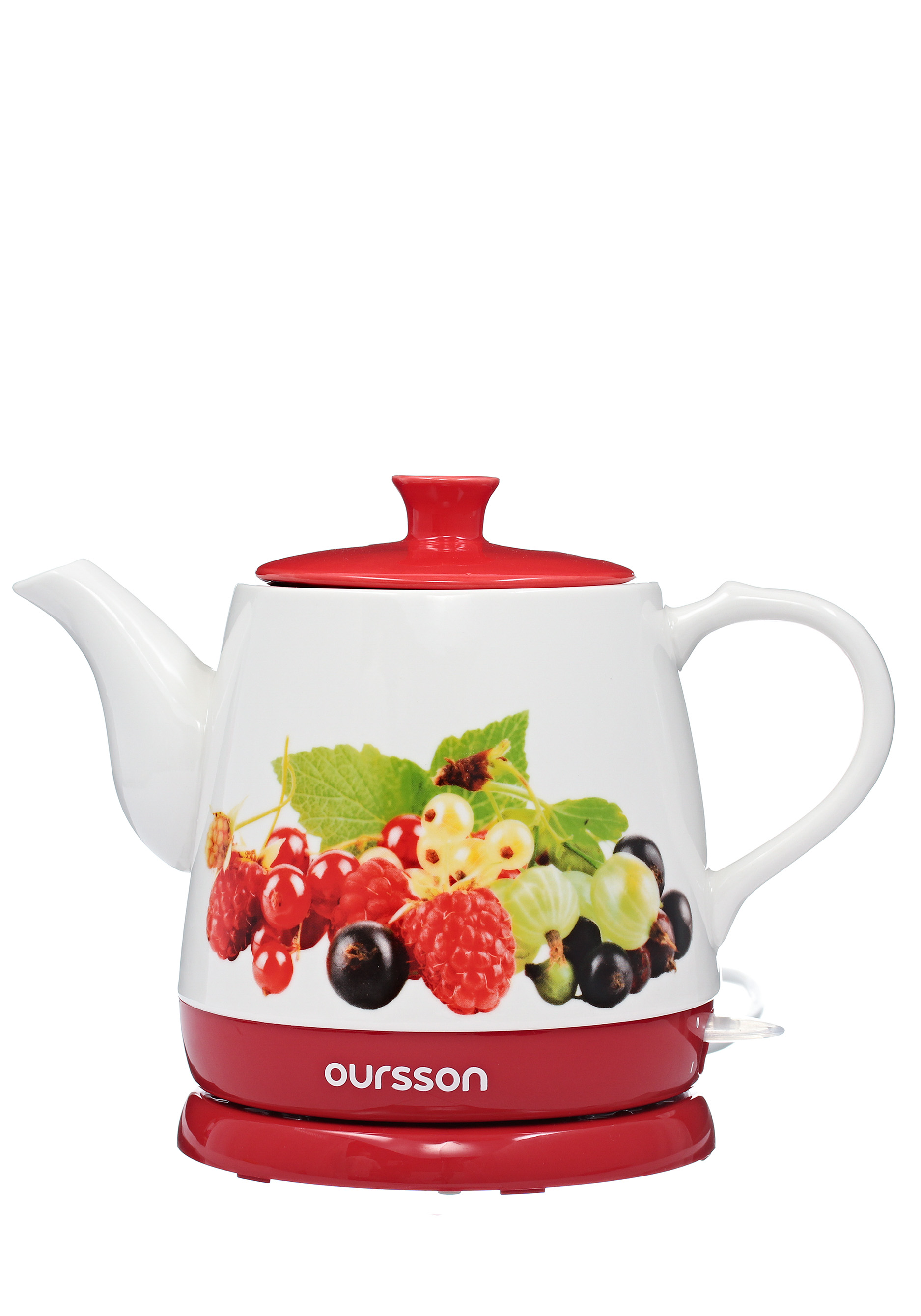 Электрический керамический чайник Oursson, цвет красный