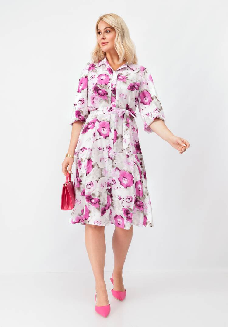 Платье на пуговицах с оригинальным принтом шир.  750, рис. 8