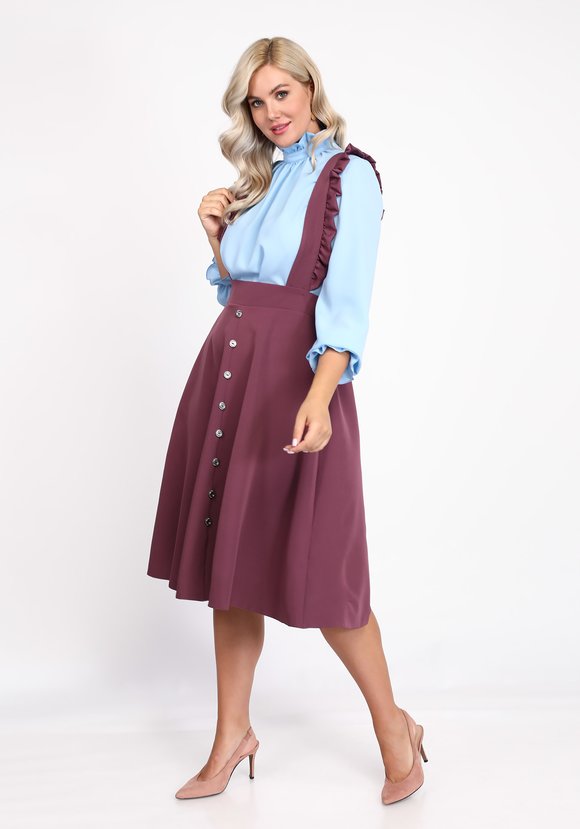 Блуза однотонная с застежкой на пуговицу шир.  580, рис. 13