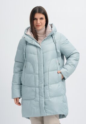 Пуховик стеганый с контрастным капюшоном